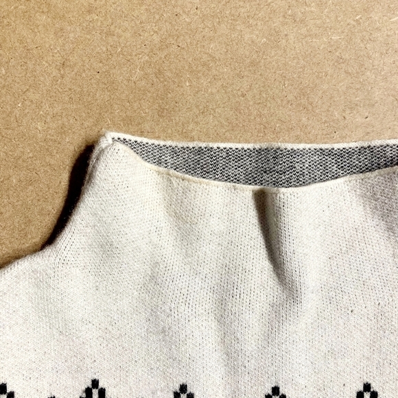 Joie Black White Fair Isle High Mock Neck Long Sleeve Pullover Sweater Sz Small - Picture 4 of 7